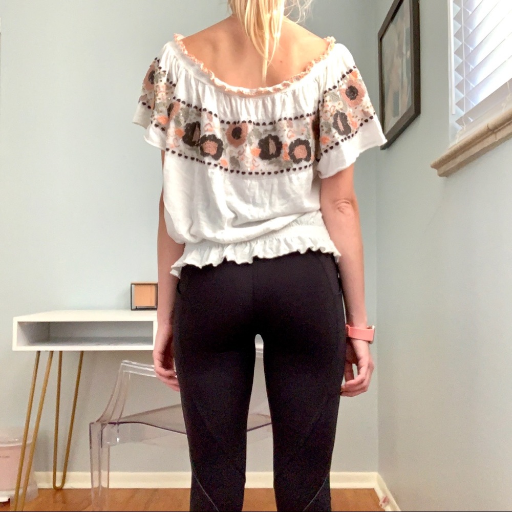 Free People Cross Stitched Floral Crop Top - Picture 3 of 8